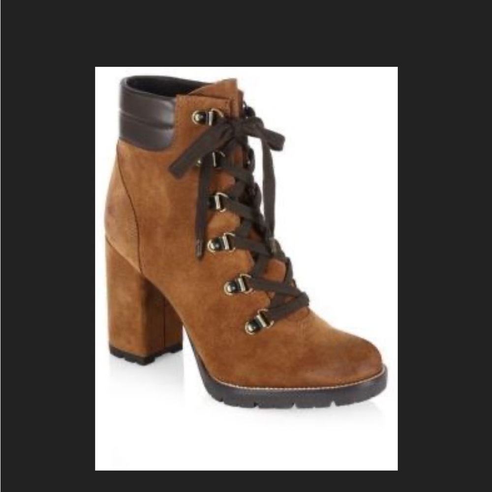 Sam Edelman Carolena Brown Suede Lace-Up Boots